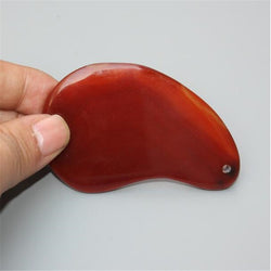 100% natural red drilled agade Guasha massage tool facial treatment scraping health care